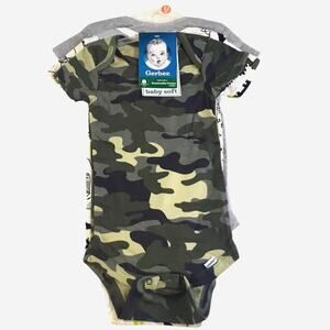 Gerber Onesies 3/Pack Camo Dinosaurs  Size 12 Month New NWT